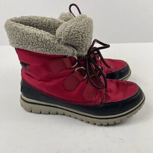 Sorel Cozy Carnival Boots Women’s 5 Winter Shearling Mid Calf NL2297-645 Red